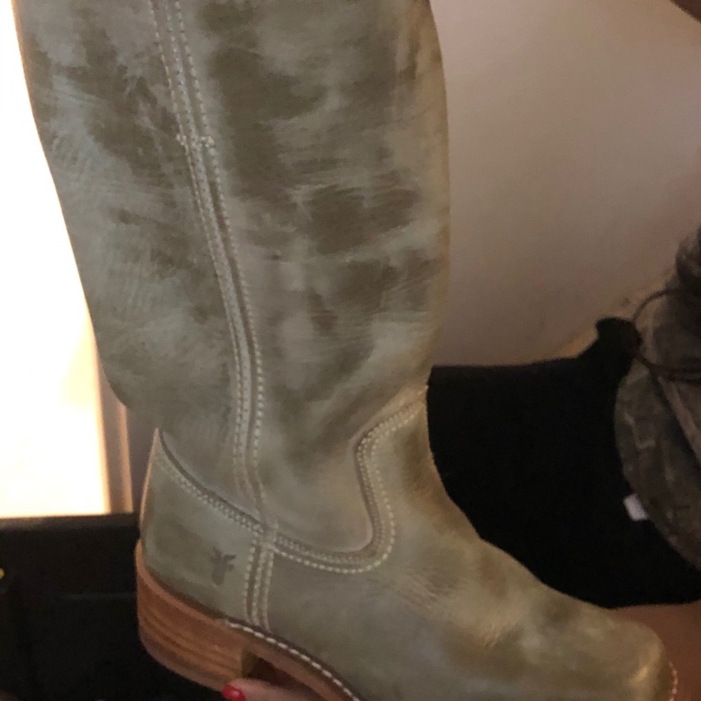 Distressed Green Frye boots